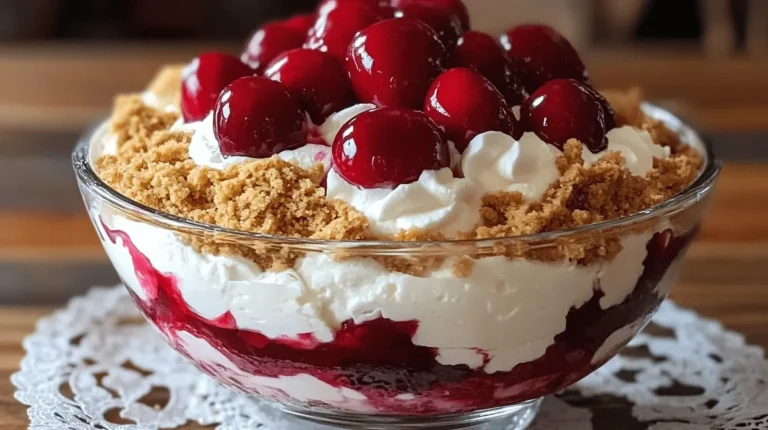No-Bake Cherry Cheesecake Fluff Everyone Craves 4 Cherry cheesecake fluff in glass bowl