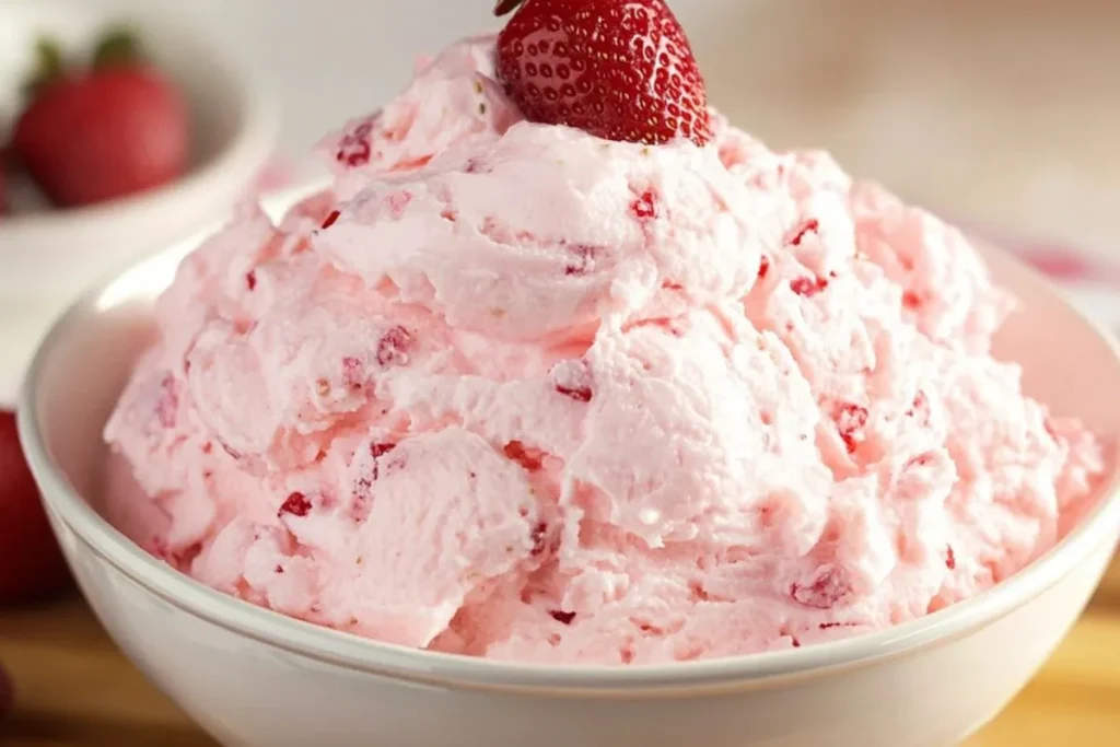 Strawberry Fluff: A Sweet and Simple Classic Dessert 3 Strawberry fluff dessert in bowl