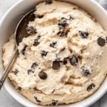 Cottage cheese cookie dough in a bowl