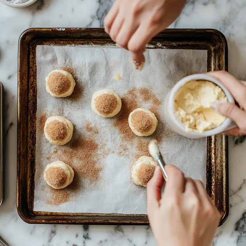 Churro Cheesecake Cookies – Irresistibly Warm & Creamy 7 shaping churro cheesecake cookies with piped filling and cinnamon coating