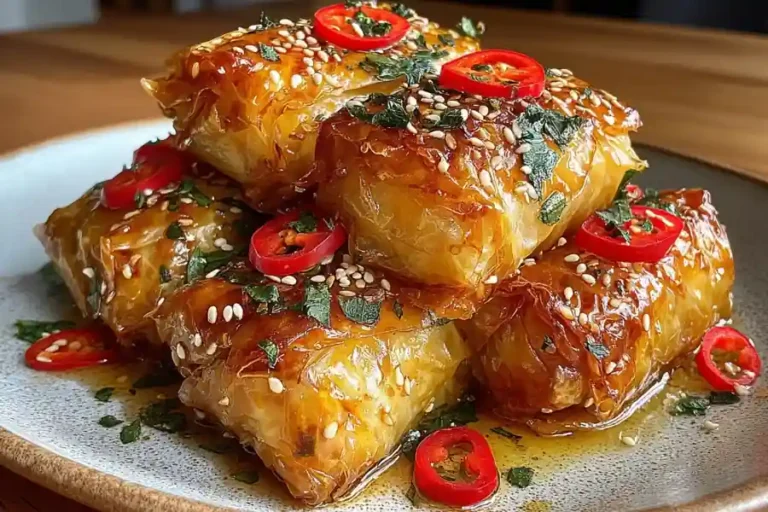 Oven Fried Feta Rolls with Chili Honey Crunch 2 Oven Fried Feta Rolls