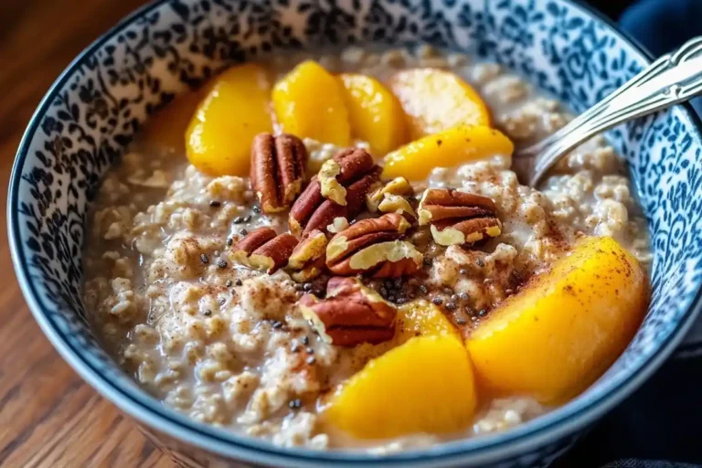 Overnight Peach Cobbler Oatmeal is Pure Morning Bliss 2 Overnight Peach Cobbler Oatmeal