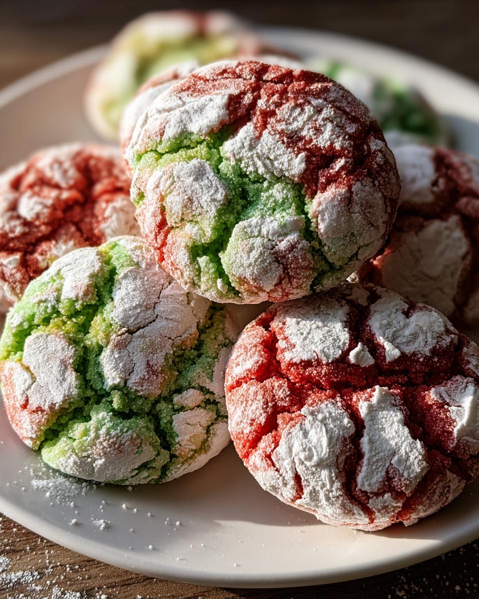 Red and Green Crinkle Cookies - detail 1