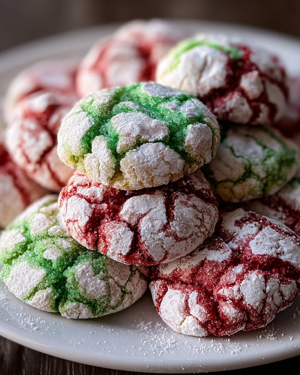 Red and Green Crinkle Cookies - detail 2