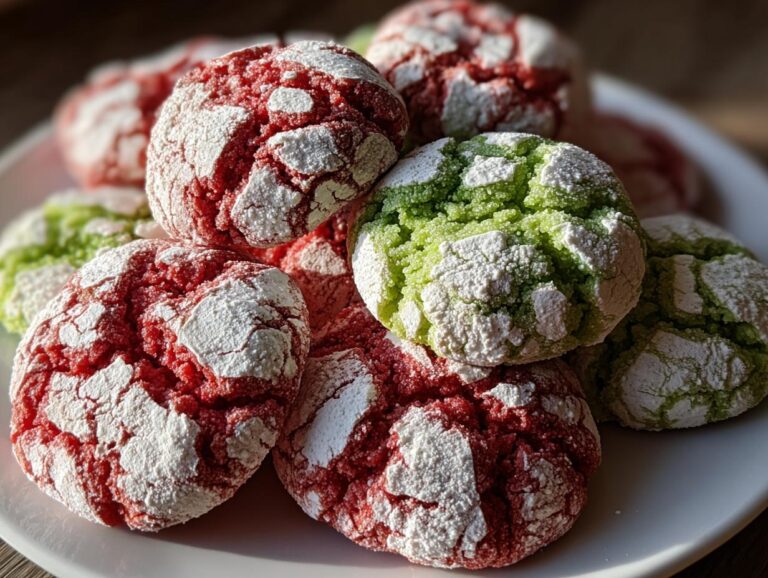 Red and Green Crinkle Cookies