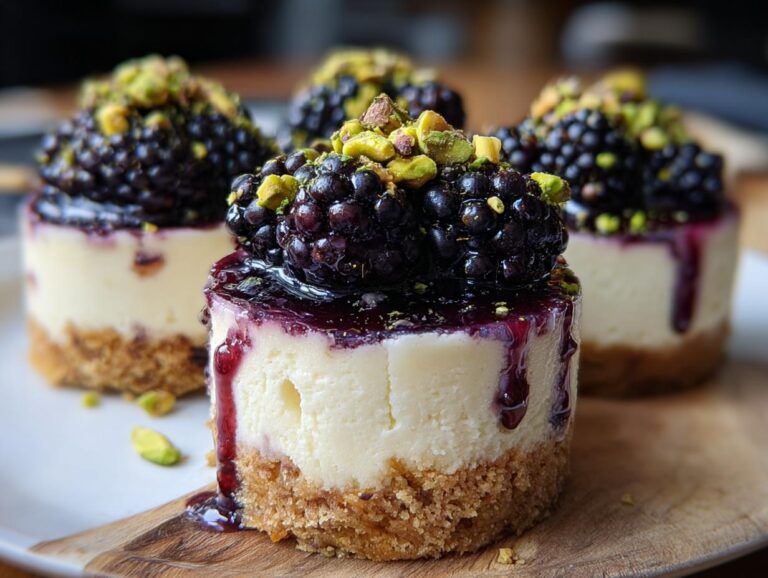 Blackberry Pistachio Cheesecake Towers