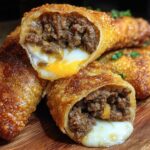 Cheesy Beef Egg Rolls