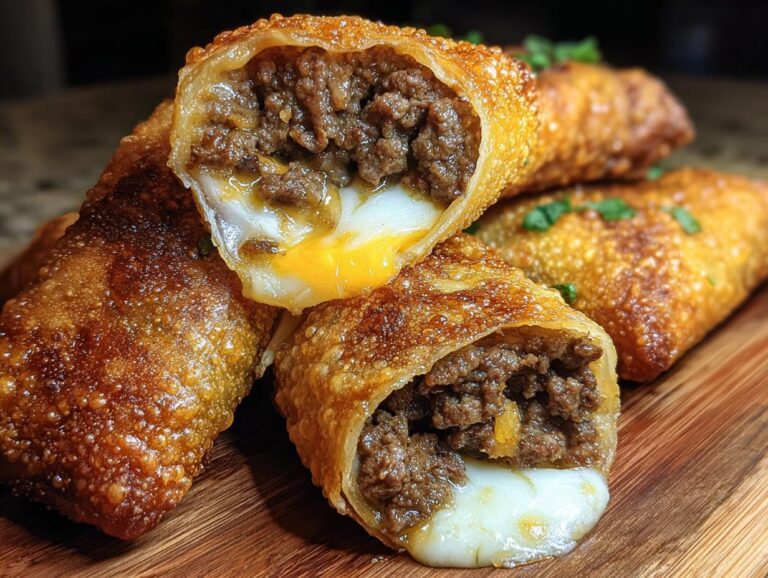 Cheesy Beef Egg Rolls