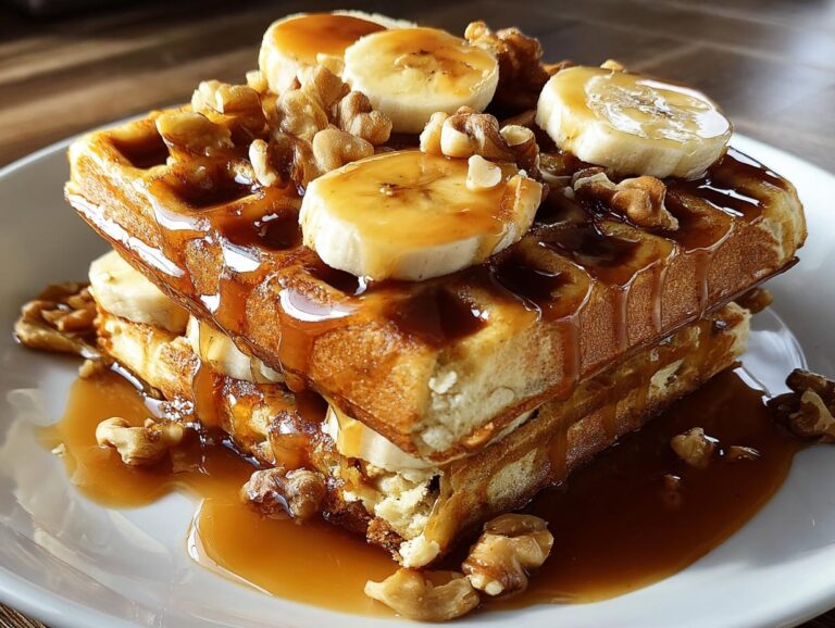 Banana Caramel Waffles